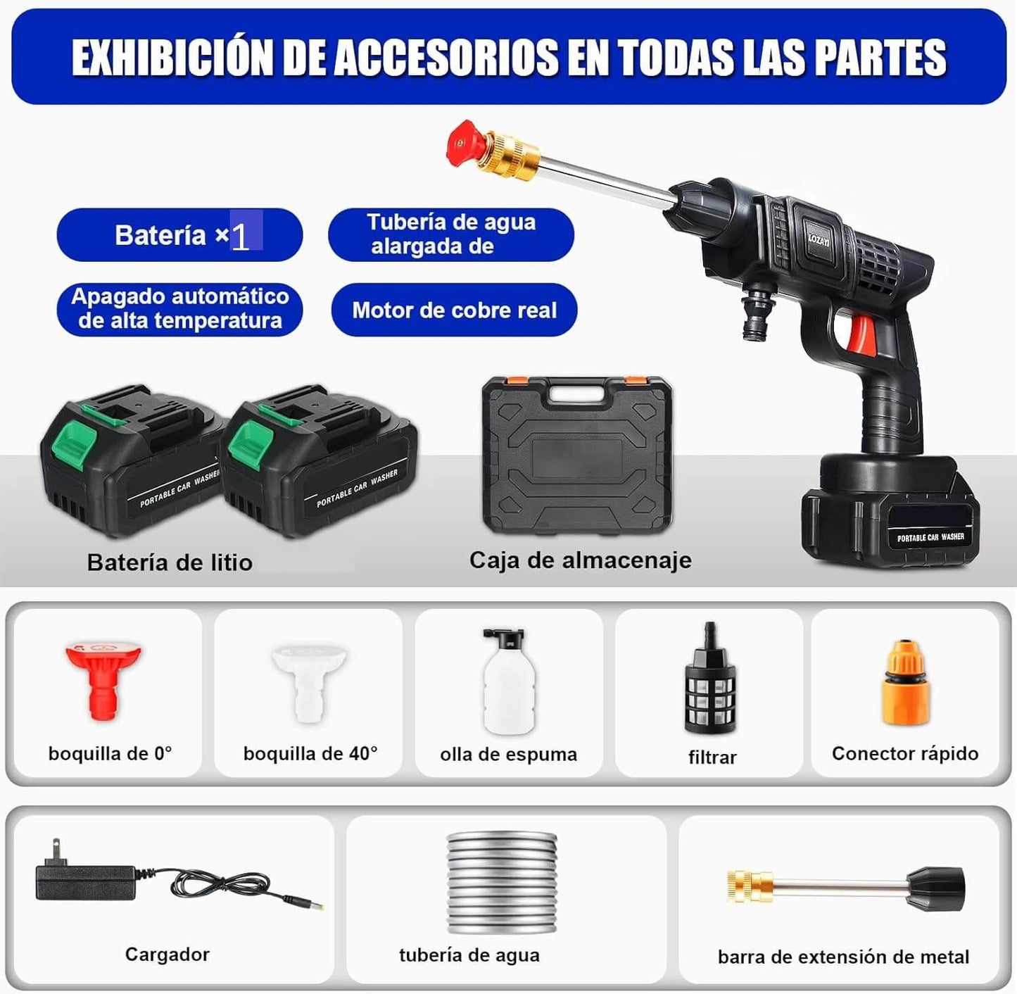 Hidrolavadora Inalámbrica 48V para Limpeza de Carros, Motos e Exteriores – Envío Gratis en Colombia + REGALO Mini aspiradora 🎁